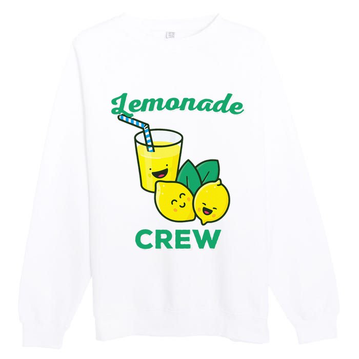 Lemonade Stand Crew and Boss Lemon Juice Summer Yellow Premium Crewneck Sweatshirt