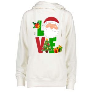 Love Santa Claus Christmas Holiday Cute Womens Funnel Neck Pullover Hood