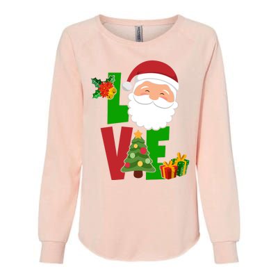 Love Santa Claus Christmas Holiday Cute Womens California Wash Sweatshirt