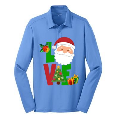 Love Santa Claus Christmas Holiday Cute Silk Touch Performance Long Sleeve Polo