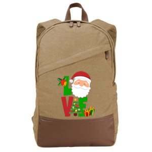 Love Santa Claus Christmas Holiday Cute Cotton Canvas Backpack