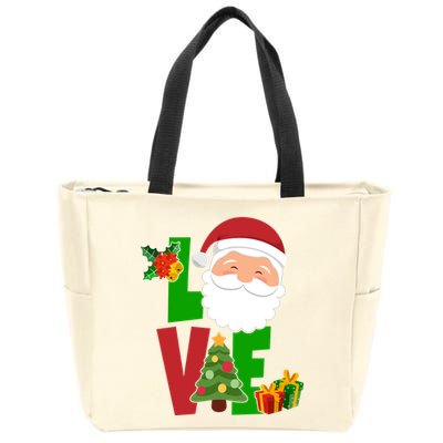 Love Santa Claus Christmas Holiday Cute Zip Tote Bag