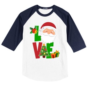 Love Santa Claus Christmas Holiday Cute Baseball Sleeve Shirt