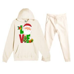 Love Santa Claus Christmas Holiday Cute Premium Hooded Sweatsuit Set