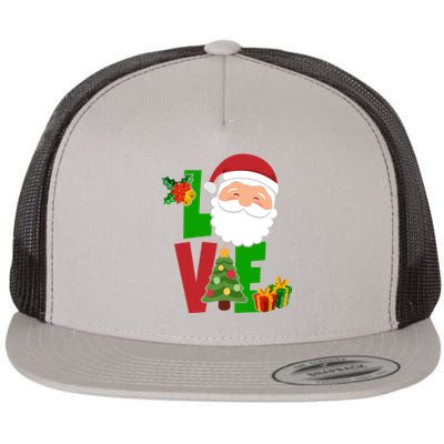 Love Santa Claus Christmas Holiday Cute Flat Bill Trucker Hat