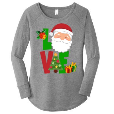 Love Santa Claus Christmas Holiday Cute Women's Perfect Tri Tunic Long Sleeve Shirt