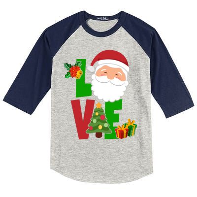 Love Santa Claus Christmas Holiday Cute Kids Colorblock Raglan Jersey