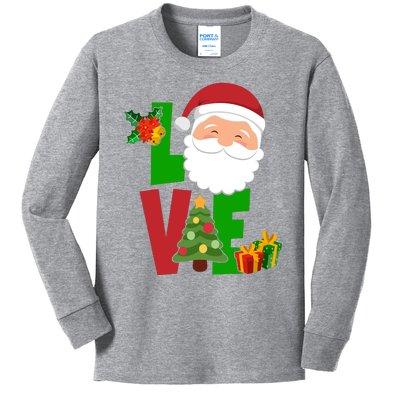 Love Santa Claus Christmas Holiday Cute Kids Long Sleeve Shirt