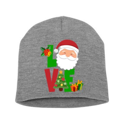 Love Santa Claus Christmas Holiday Cute Short Acrylic Beanie