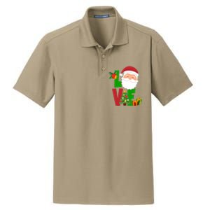 Love Santa Claus Christmas Holiday Cute Dry Zone Grid Polo