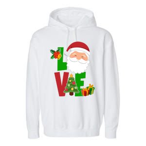 Love Santa Claus Christmas Holiday Cute Garment-Dyed Fleece Hoodie