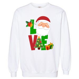 Love Santa Claus Christmas Holiday Cute Garment-Dyed Sweatshirt