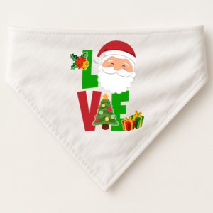 Love Santa Claus Christmas Holiday Cute USA-Made Doggie Bandana