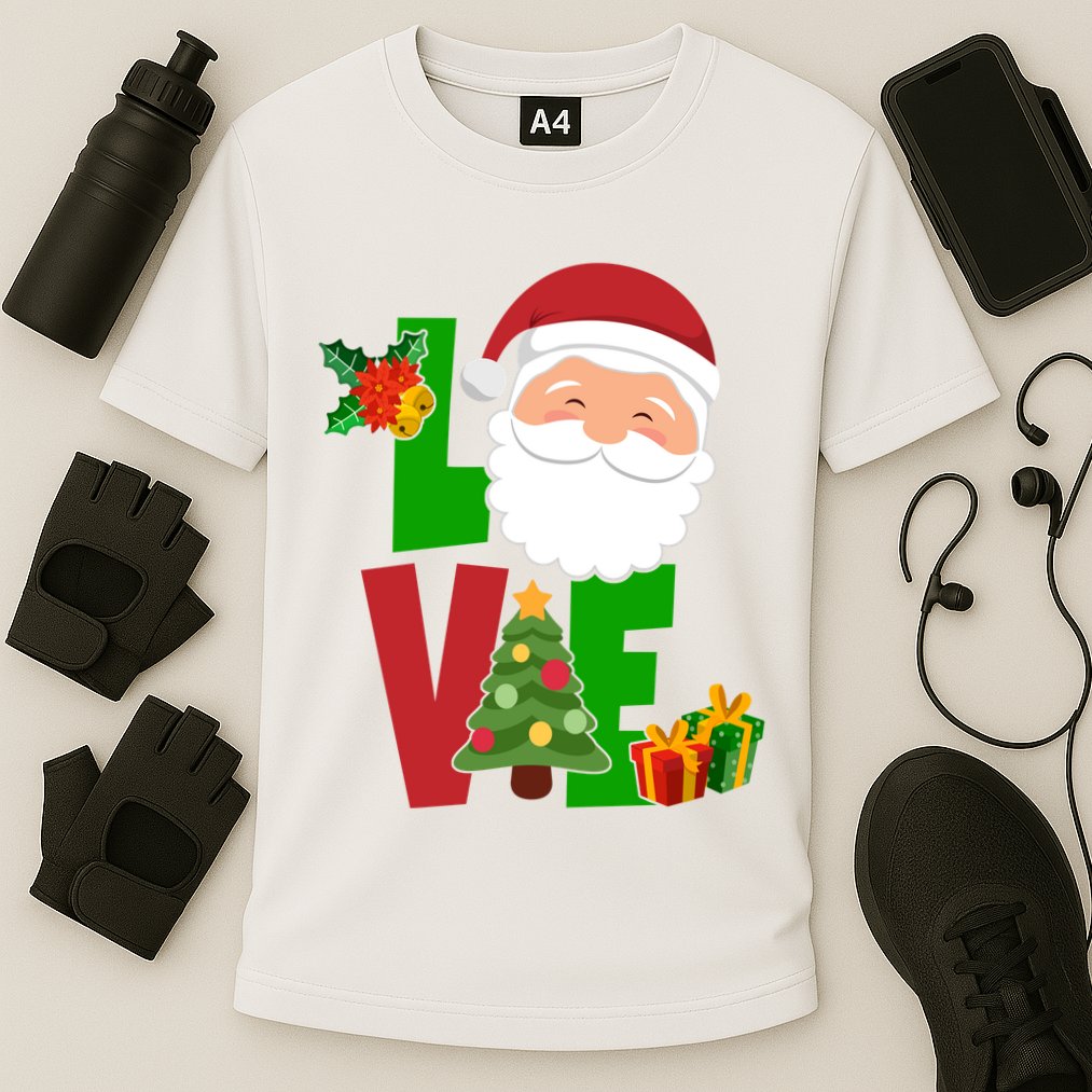 Love Santa Claus Christmas Holiday Cute Cooling Performance Crew T-Shirt