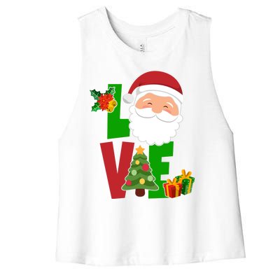 Love Santa Claus Christmas Holiday Cute Women's Racerback Cropped Tank