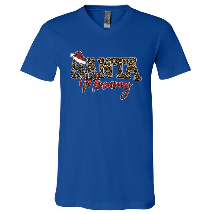 Leopard Santa Claus Christmas Western Santa Gift V-Neck T-Shirt