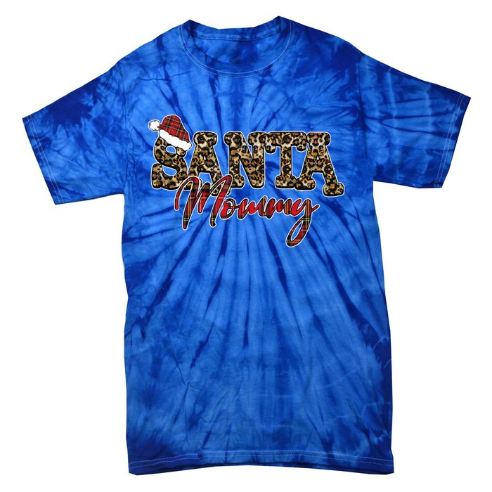 Leopard Santa Claus Christmas Western Santa Gift Tie-Dye T-Shirt