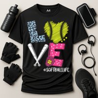 Love Softball Coach Player Softball Life Cooling Performance Crew T-Shirt