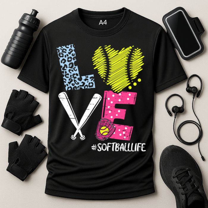 Love Softball Coach Player Softball Life Cooling Performance Crew T-Shirt