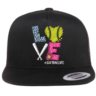 Love Softball Coach Player Softball Life Flatbill Hat