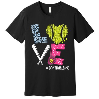 Love Softball Coach Player Softball Life Premium T-Shirt