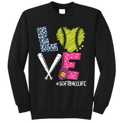 Love Softball Coach Player Softball Life Tall Sweatshirt