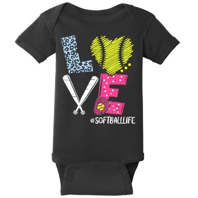Love Softball Coach Player Softball Life Baby Bodysuit