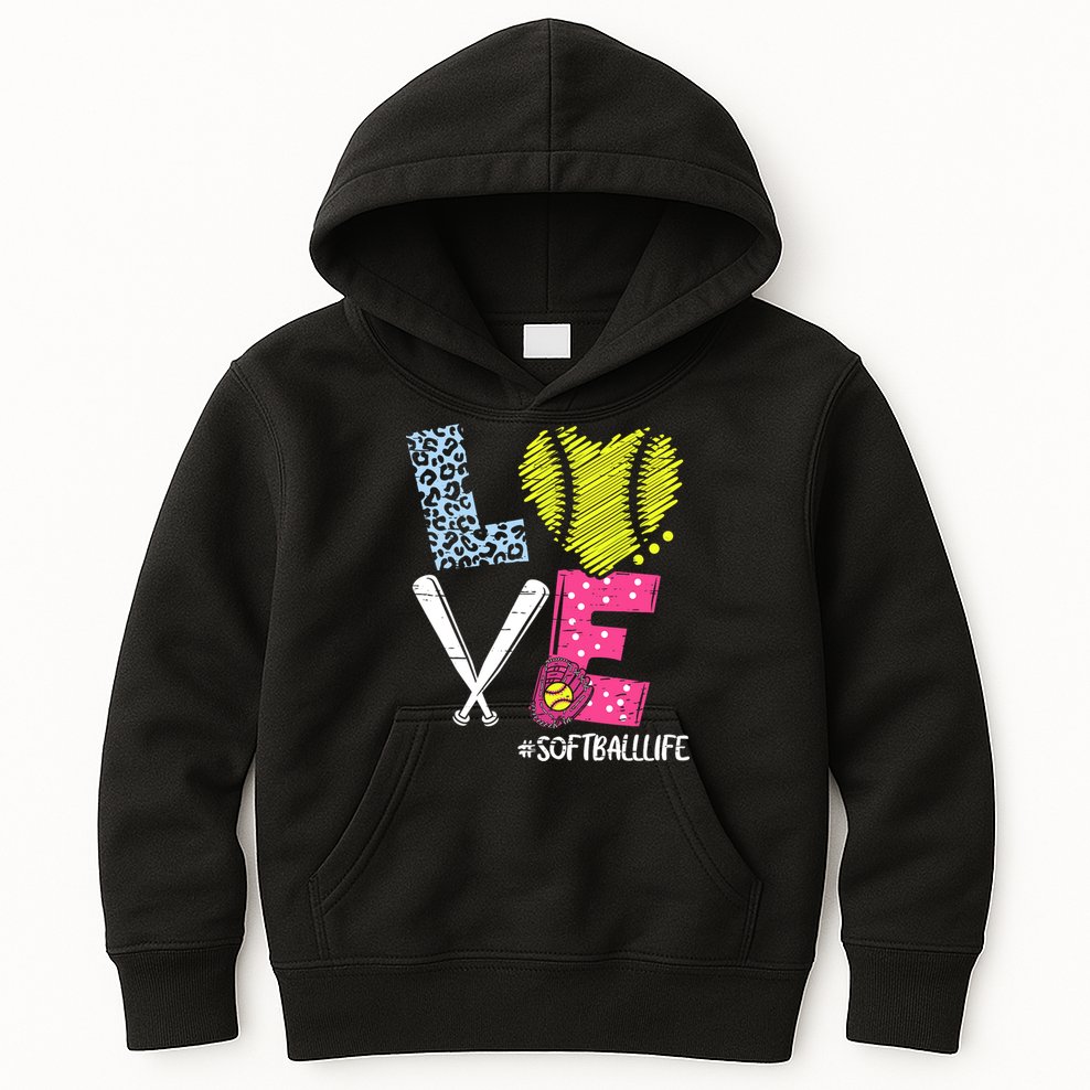 Love Softball Coach Player Softball Life Kids Hoodie