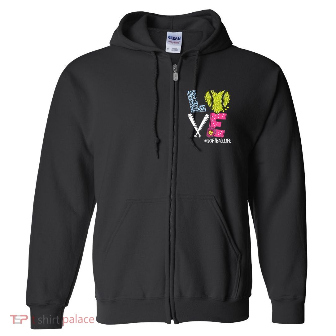 Love Softball Coach Player Softball Life Full Zip Hoodie