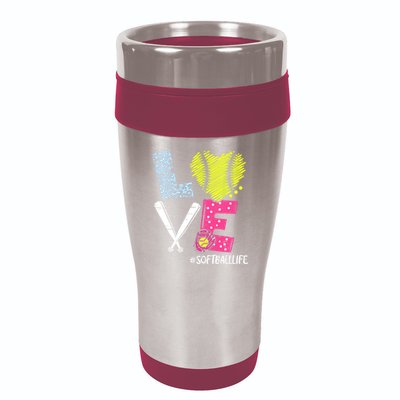 Love Softball Coach Player Softball Life 16oz Travel Tumbler
