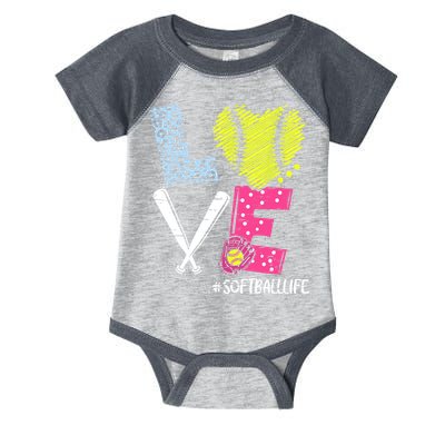 Love Softball Coach Player Softball Life Infant Baby Jersey Bodysuit