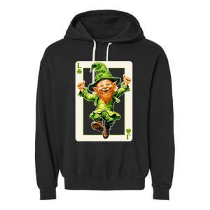 Leprechaun Shamrock Card St Paddys Day Festival Garment-Dyed Fleece Hoodie