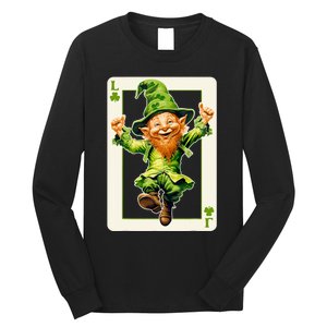 Leprechaun Shamrock Card St Paddys Day Festival Long Sleeve Shirt