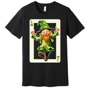 Leprechaun Shamrock Card St Paddys Day Festival Premium T-Shirt