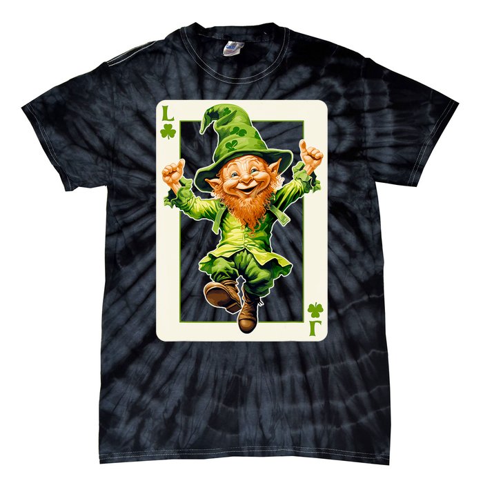 Leprechaun Shamrock Card St Paddys Day Festival Tie-Dye T-Shirt