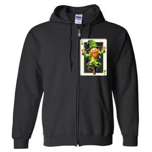 Leprechaun Shamrock Card St Paddys Day Festival Full Zip Hoodie