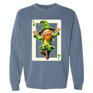 Leprechaun Shamrock Card St Paddys Day Festival Garment-Dyed Sweatshirt