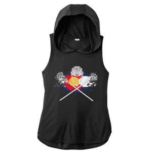 Lacrosse Sticks Crossed Helmet Lax Colorado Flag Ladies PosiCharge Tri-Blend Wicking Draft Hoodie Tank