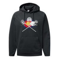 Lacrosse Sticks Crossed Helmet Lax Colorado Flag Performance Fleece Hoodie