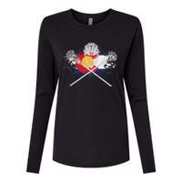 Lacrosse Sticks Crossed Helmet Lax Colorado Flag Womens Cotton Relaxed Long Sleeve T-Shirt