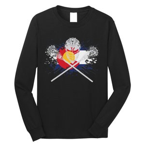 Lacrosse Sticks Crossed Helmet Lax Colorado Flag Long Sleeve Shirt