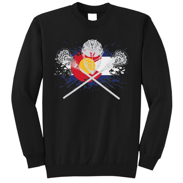 Lacrosse Sticks Crossed Helmet Lax Colorado Flag Sweatshirt