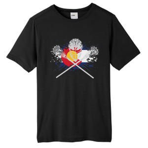 Lacrosse Sticks Crossed Helmet Lax Colorado Flag Tall Fusion ChromaSoft Performance T-Shirt