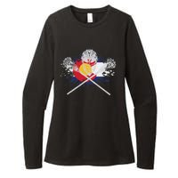 Lacrosse Sticks Crossed Helmet Lax Colorado Flag Womens CVC Long Sleeve Shirt