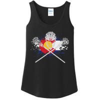 Lacrosse Sticks Crossed Helmet Lax Colorado Flag Ladies Essential Tank