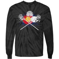 Lacrosse Sticks Crossed Helmet Lax Colorado Flag Tie-Dye Long Sleeve Shirt