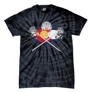 Lacrosse Sticks Crossed Helmet Lax Colorado Flag Tie-Dye T-Shirt