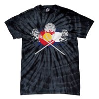 Lacrosse Sticks Crossed Helmet Lax Colorado Flag Tie-Dye T-Shirt