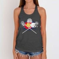 Lacrosse Sticks Crossed Helmet Lax Colorado Flag Women's Knotted Racerback Tank