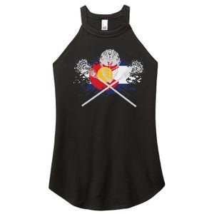 Lacrosse Sticks Crossed Helmet Lax Colorado Flag Women's Perfect Tri Rocker Tank